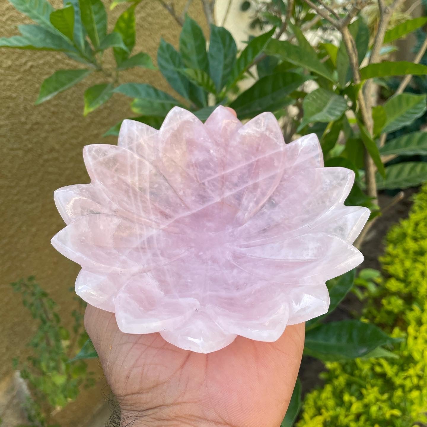 Rose quartz bowl
