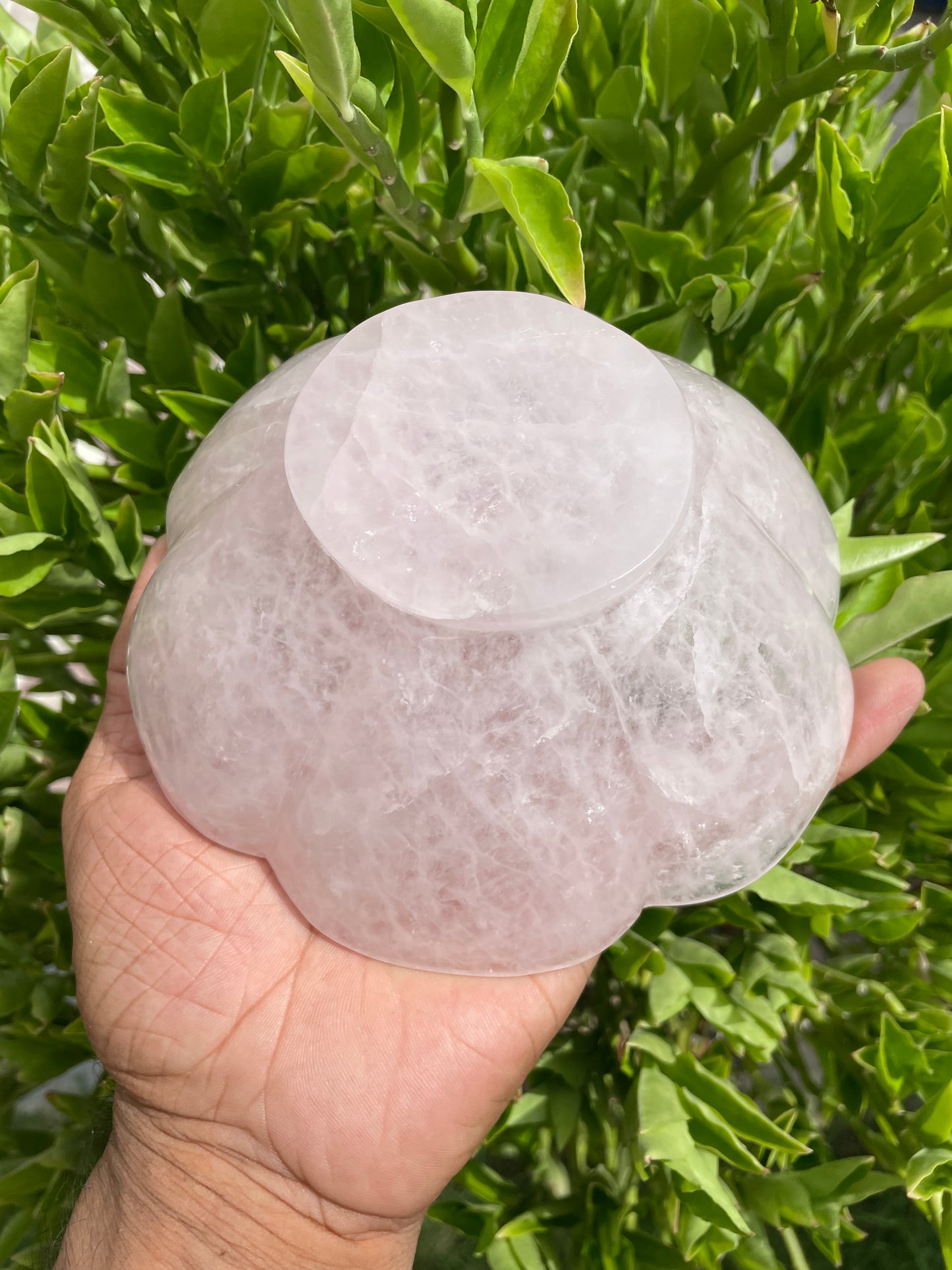 Rose quartz bowl