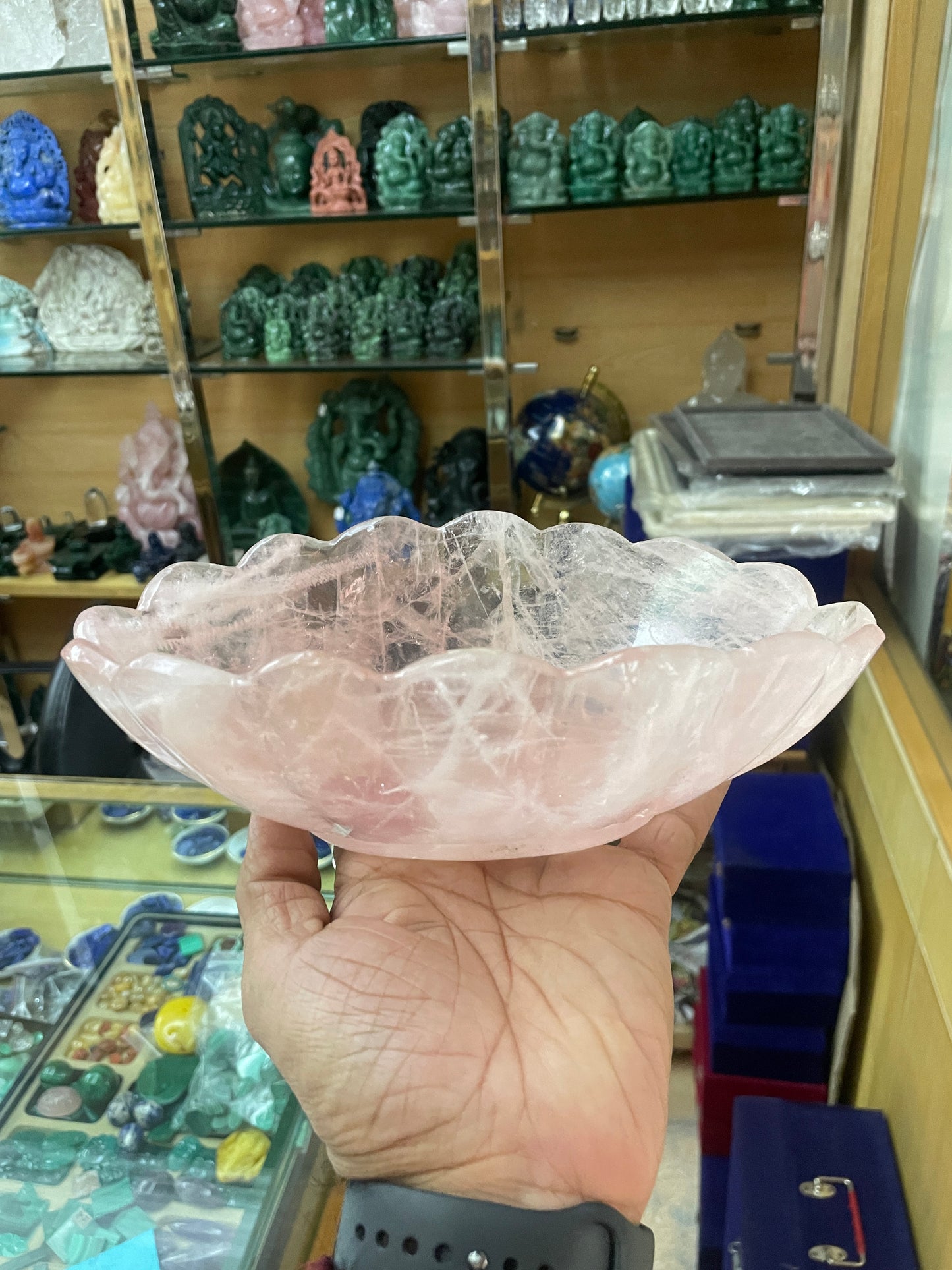 Rose quartz bowl