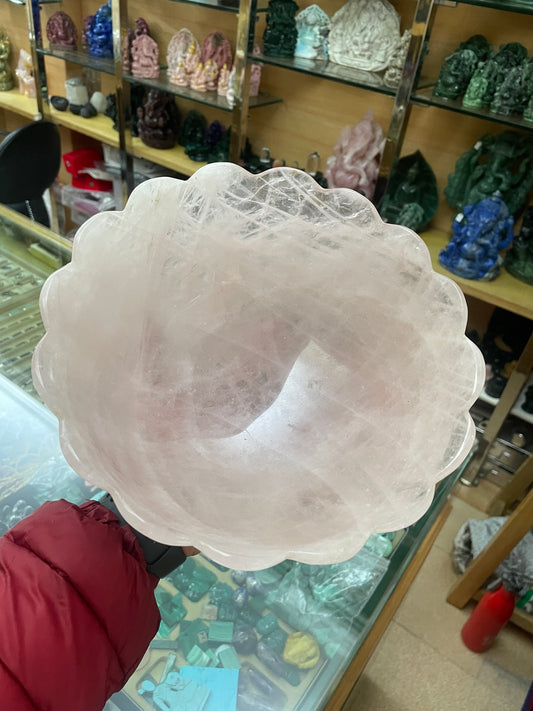 Rose quartz bowl