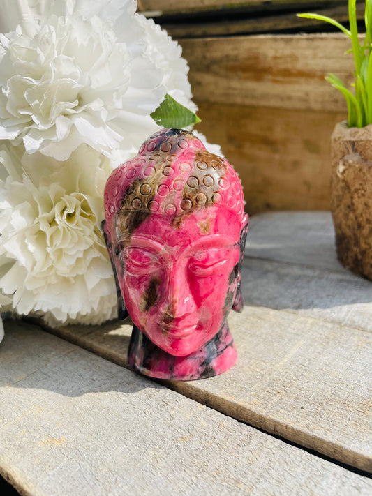 Rhodonite Buddha Head