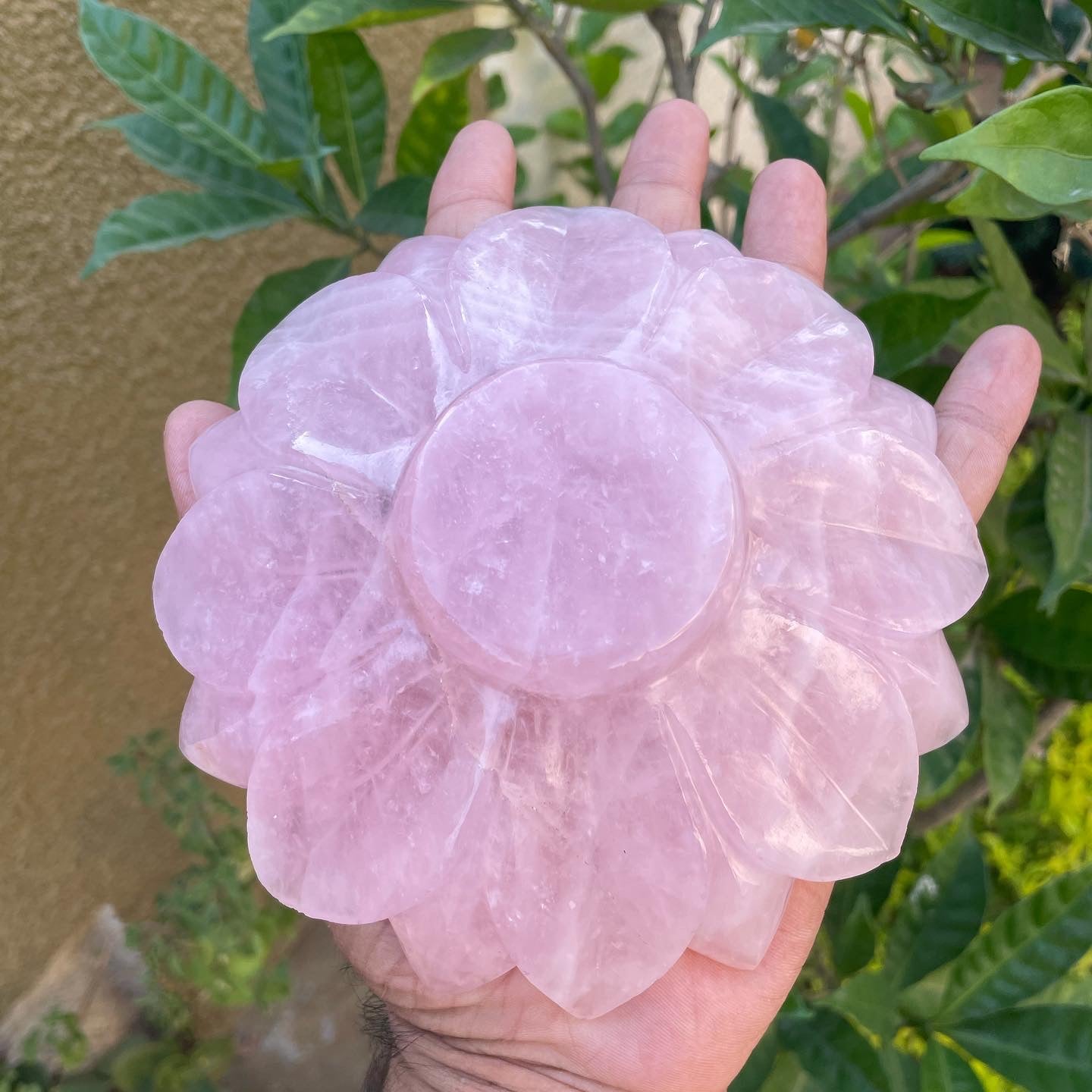 Rose quartz bowl