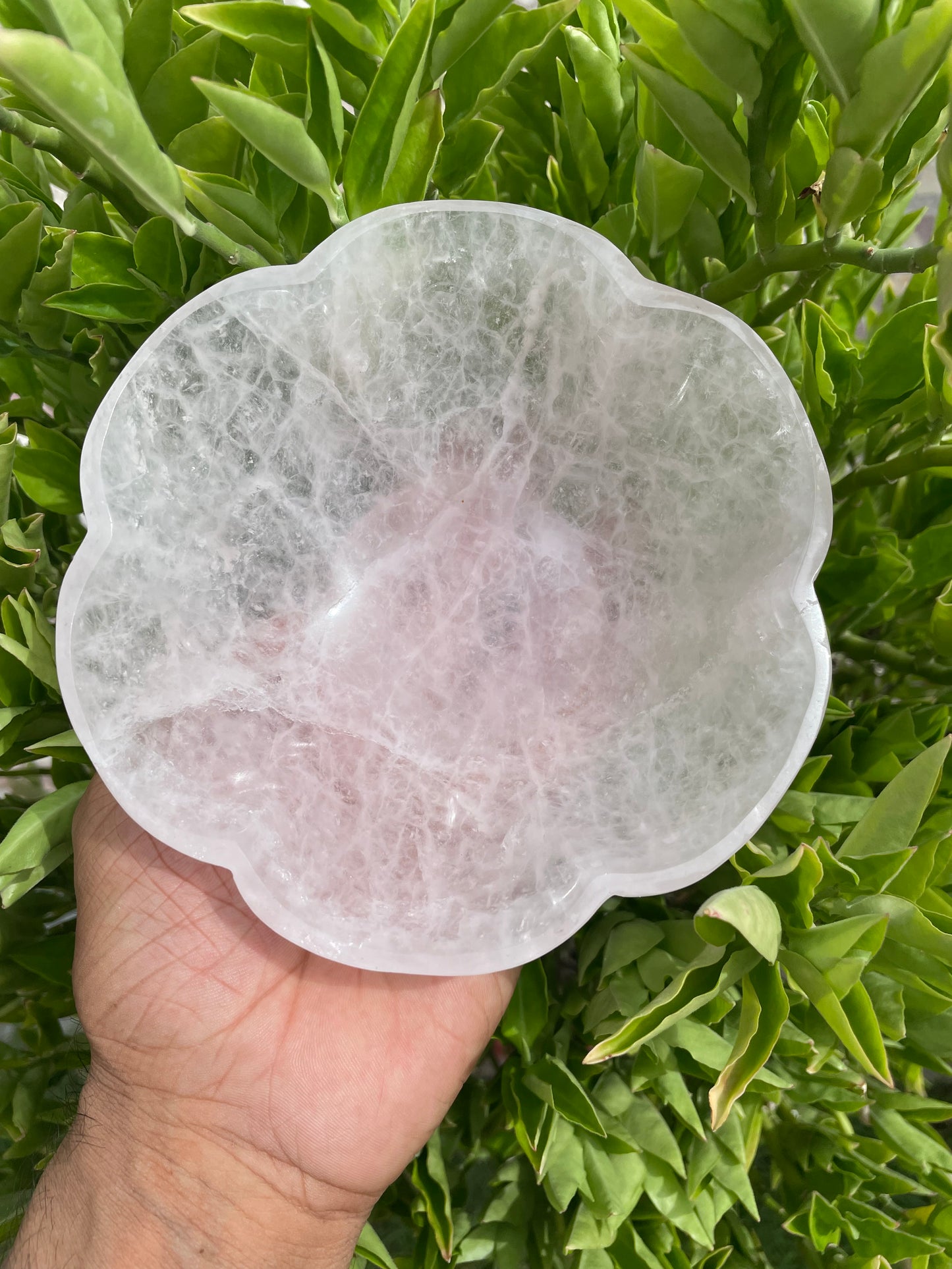 Rose quartz bowl