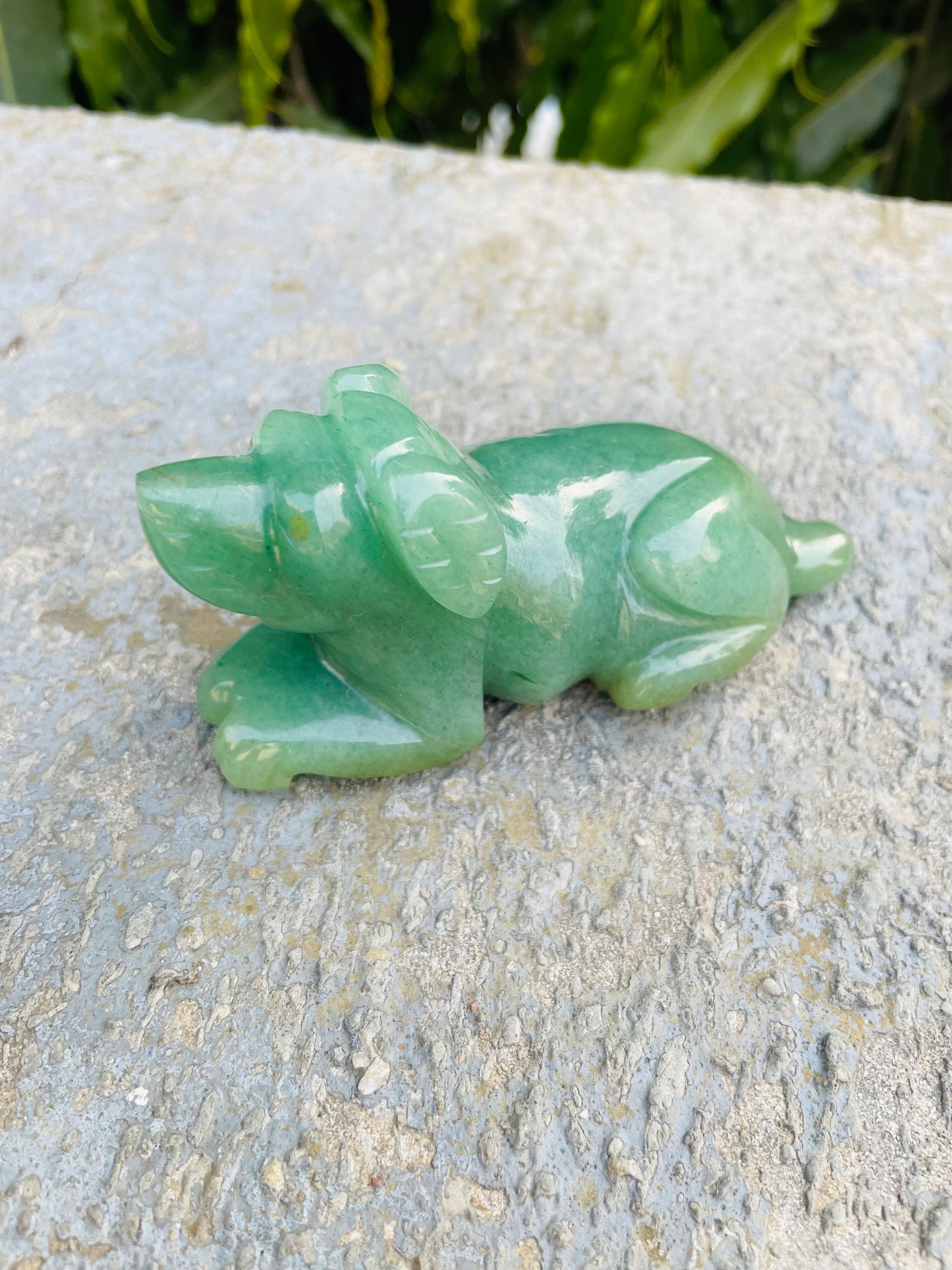 Dog in green aventurine