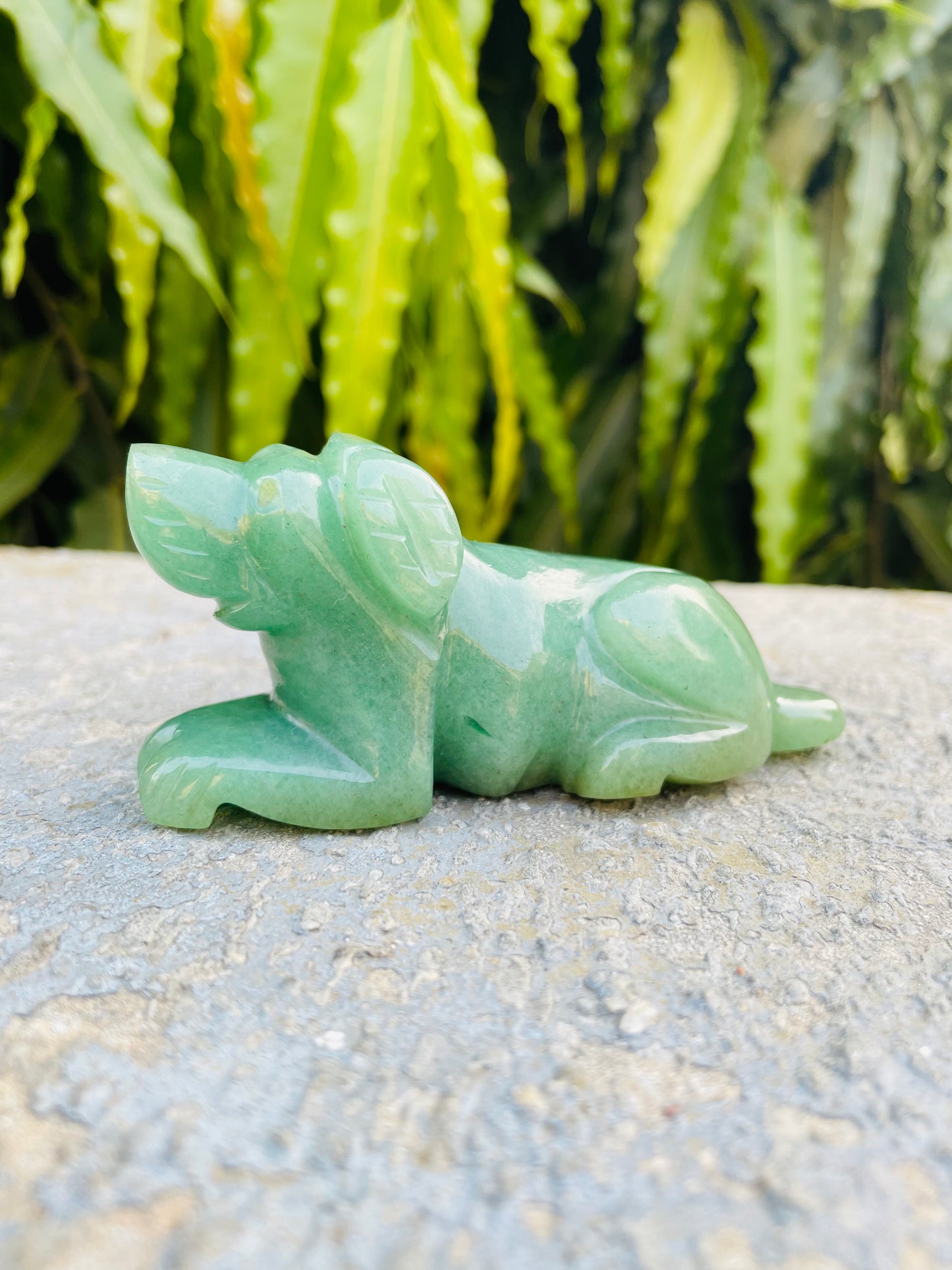 Dog in green aventurine