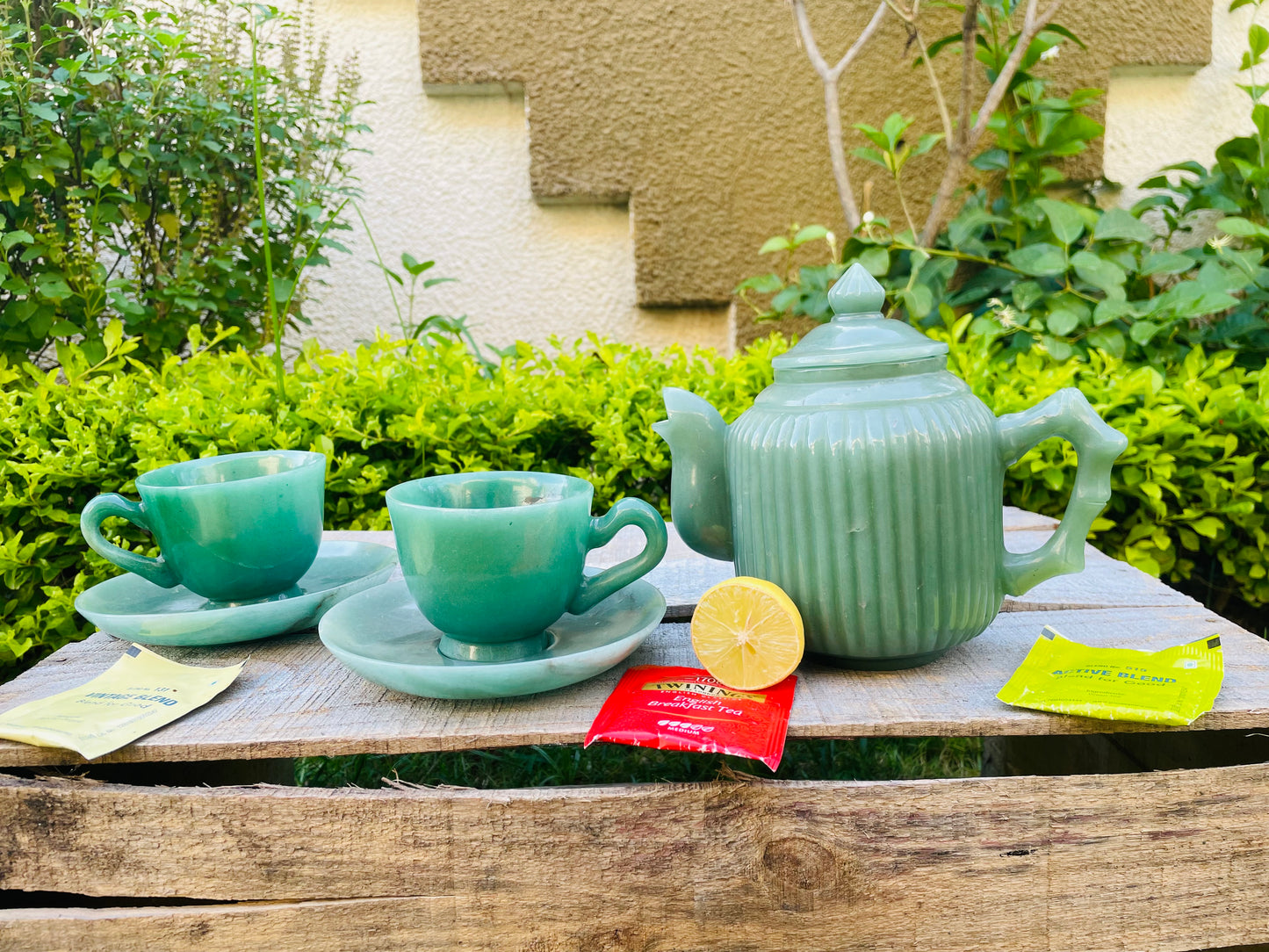 Green Aventurine Tea set with kettle