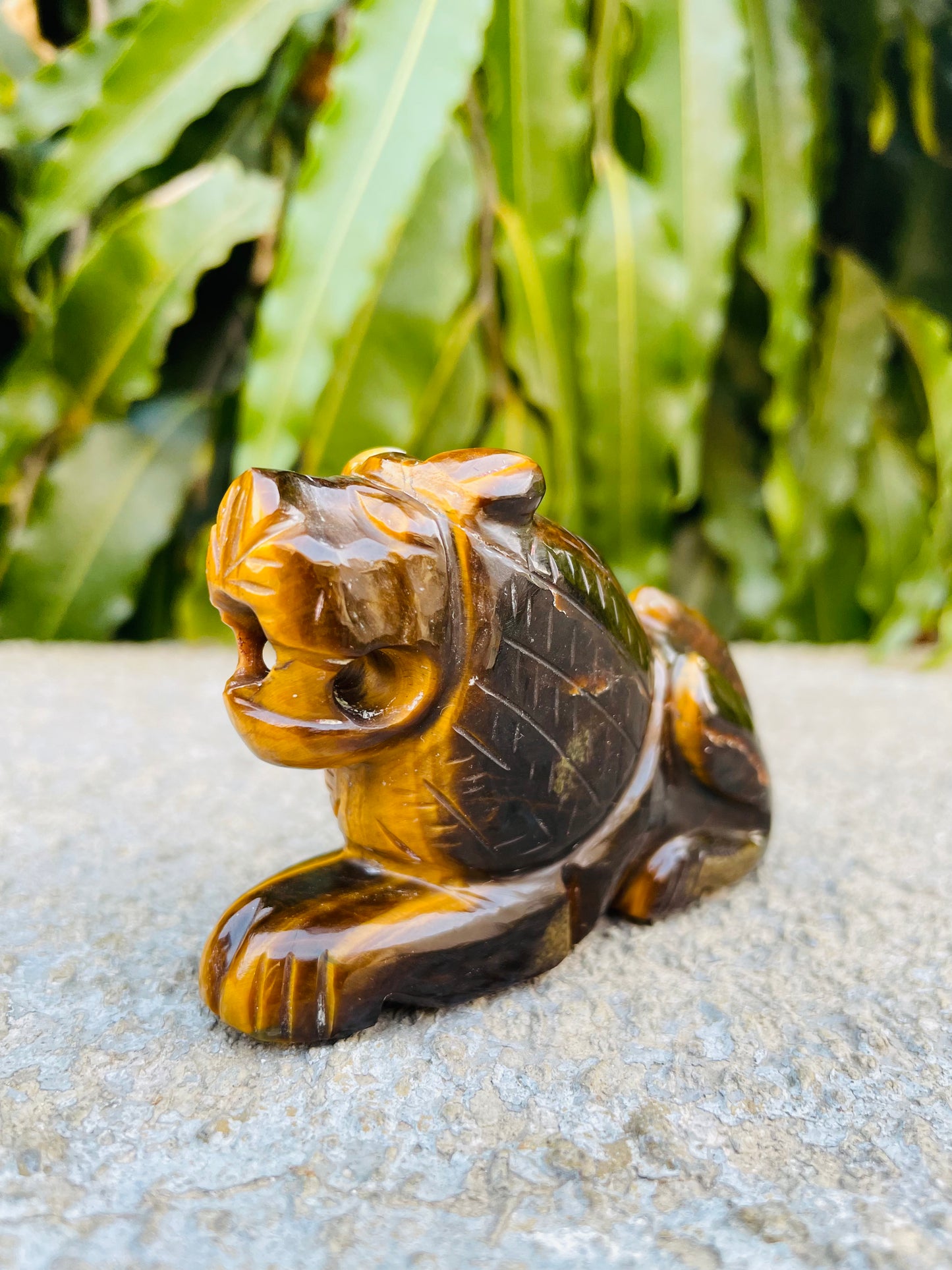 Lion in tiger eye Gemstone