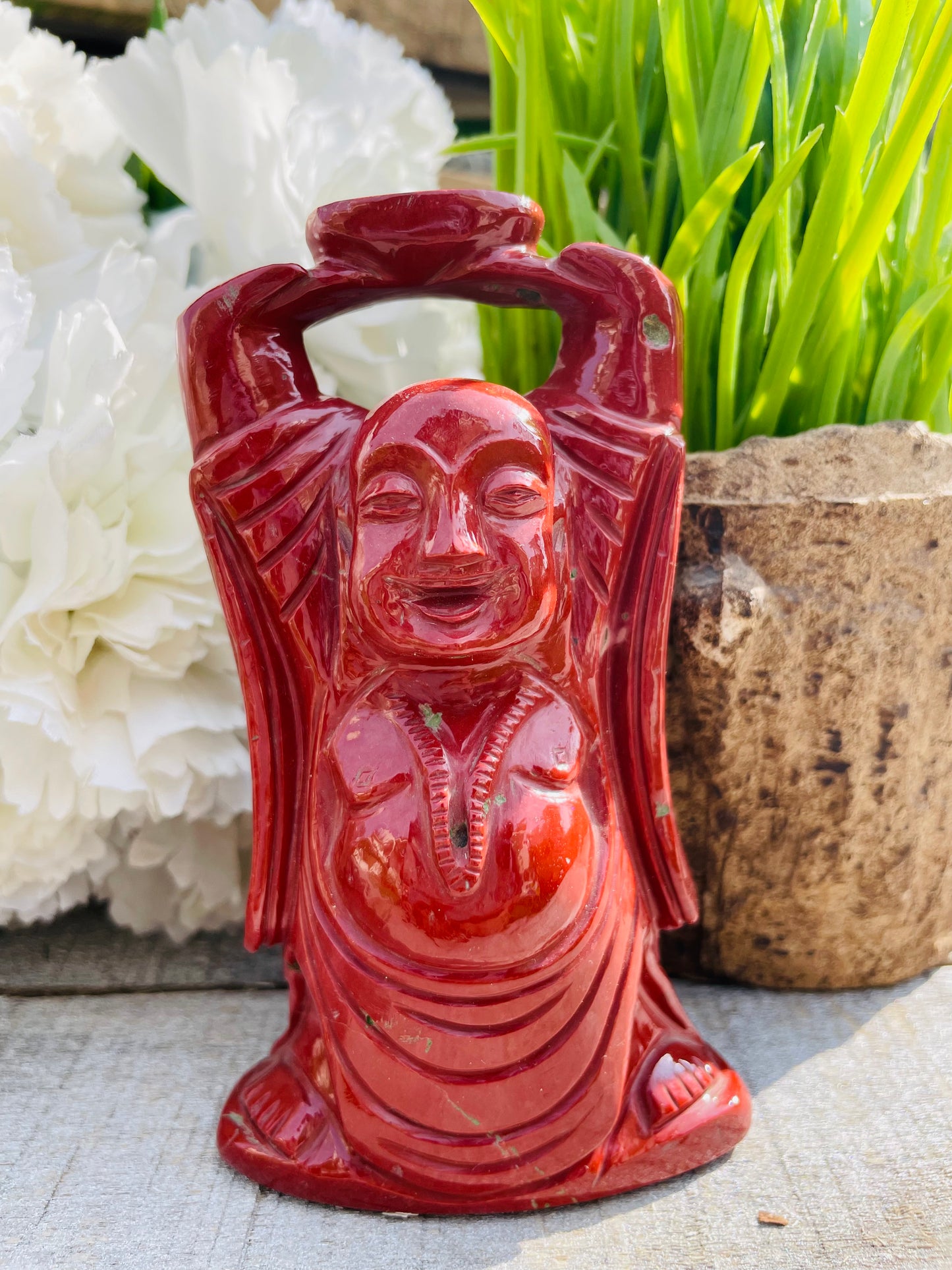 Laughing Buddha in Red Jasper