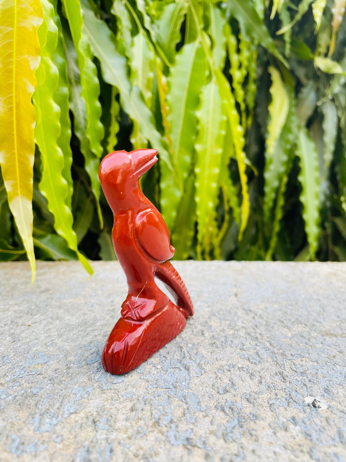 Small parrot in red jasper