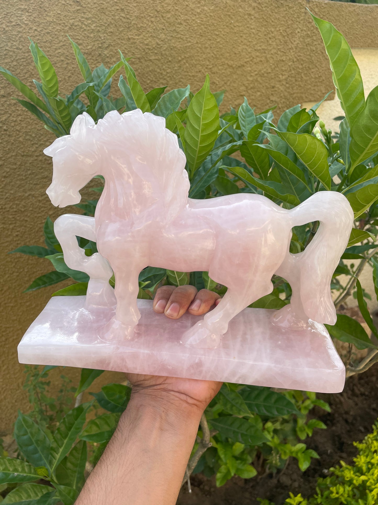 Horse in Rose quartz Gemstone