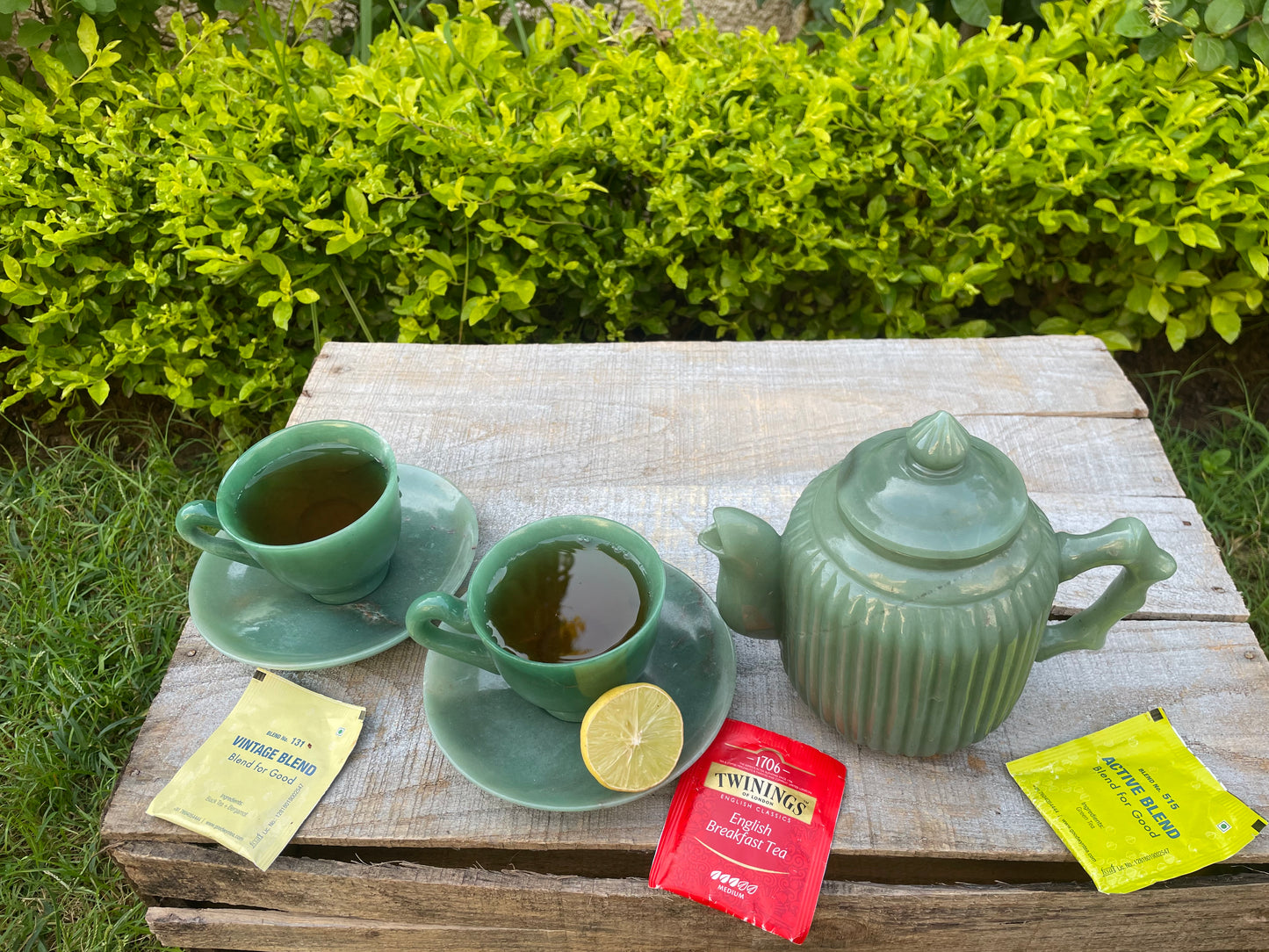 Green Aventurine Tea set with kettle