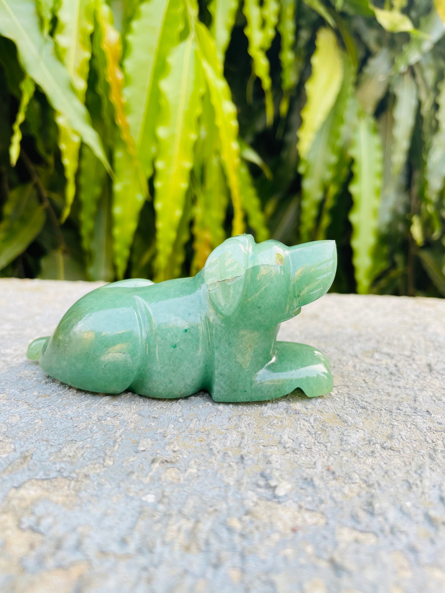 Dog in green aventurine