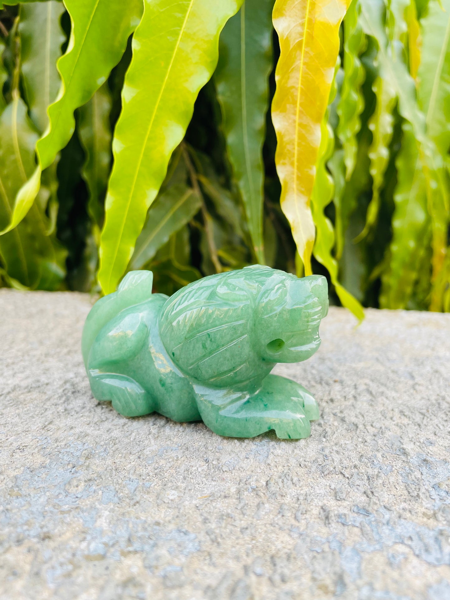 Green aventurine Lion