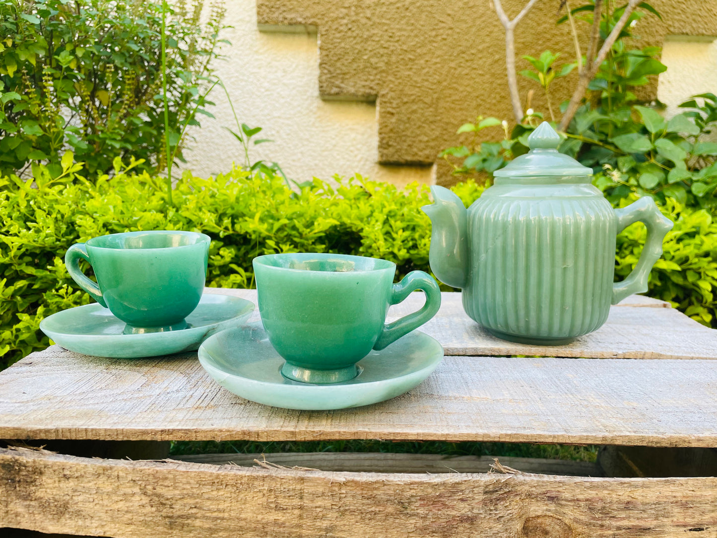 Green Aventurine Tea set with kettle