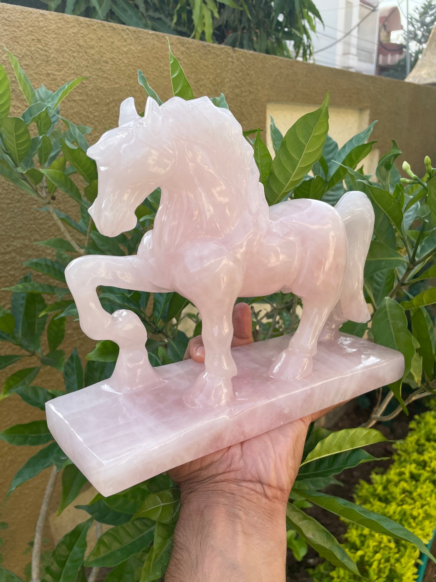 Horse in Rose quartz Gemstone