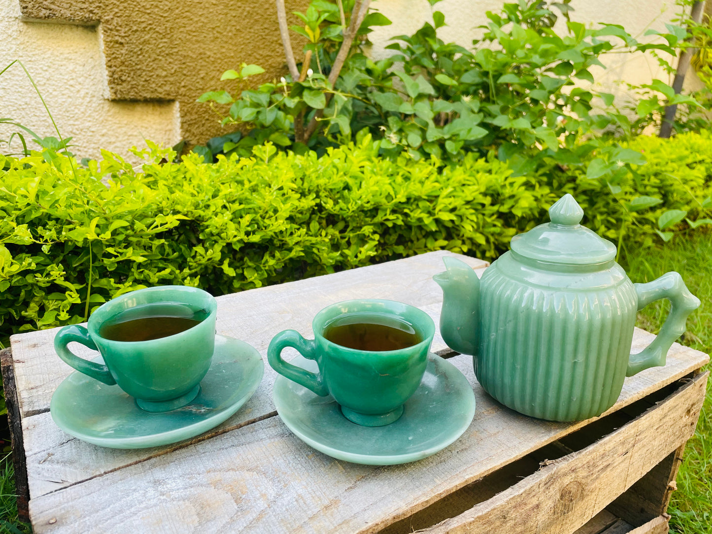 Green Aventurine Tea set with kettle