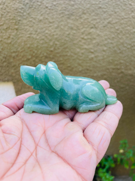 Dog in green aventurine