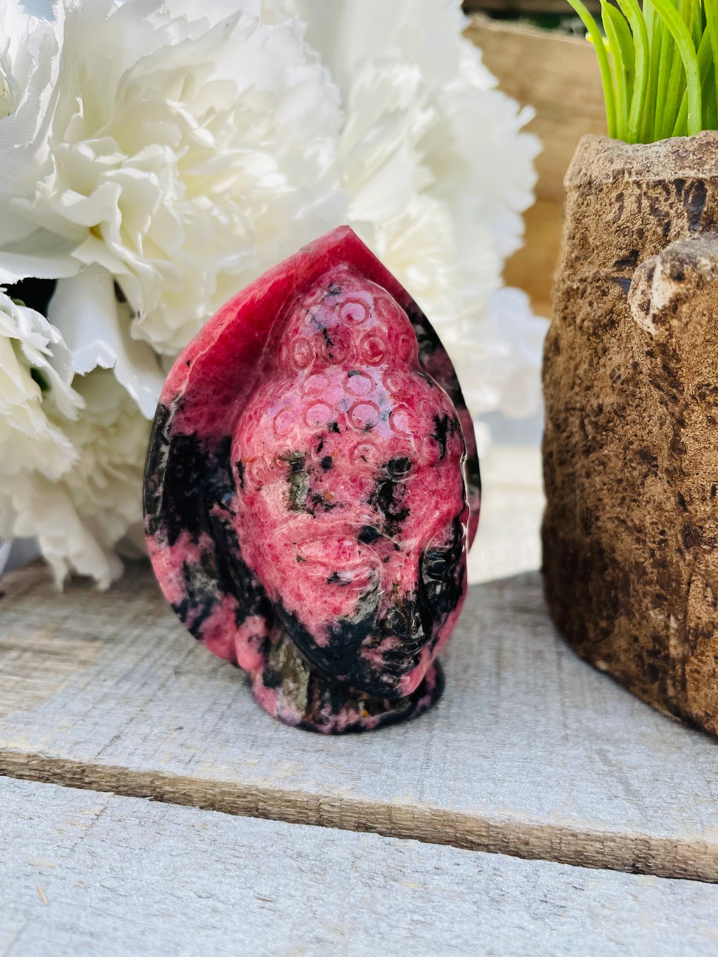 Rhodonite Buddha head