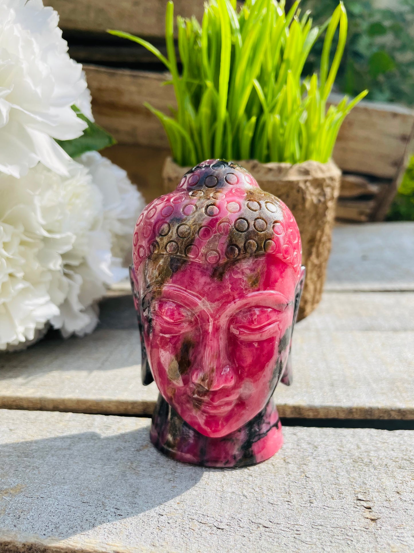 Rhodonite Buddha Head