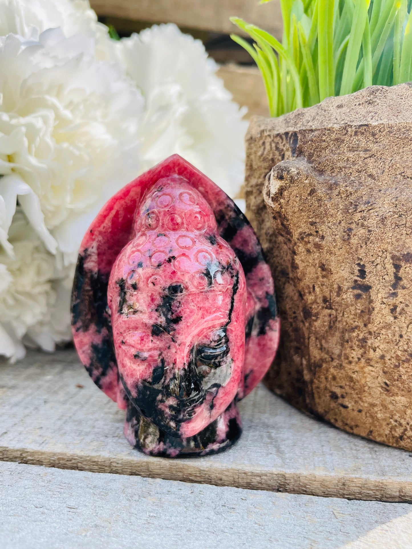 Rhodonite Buddha head