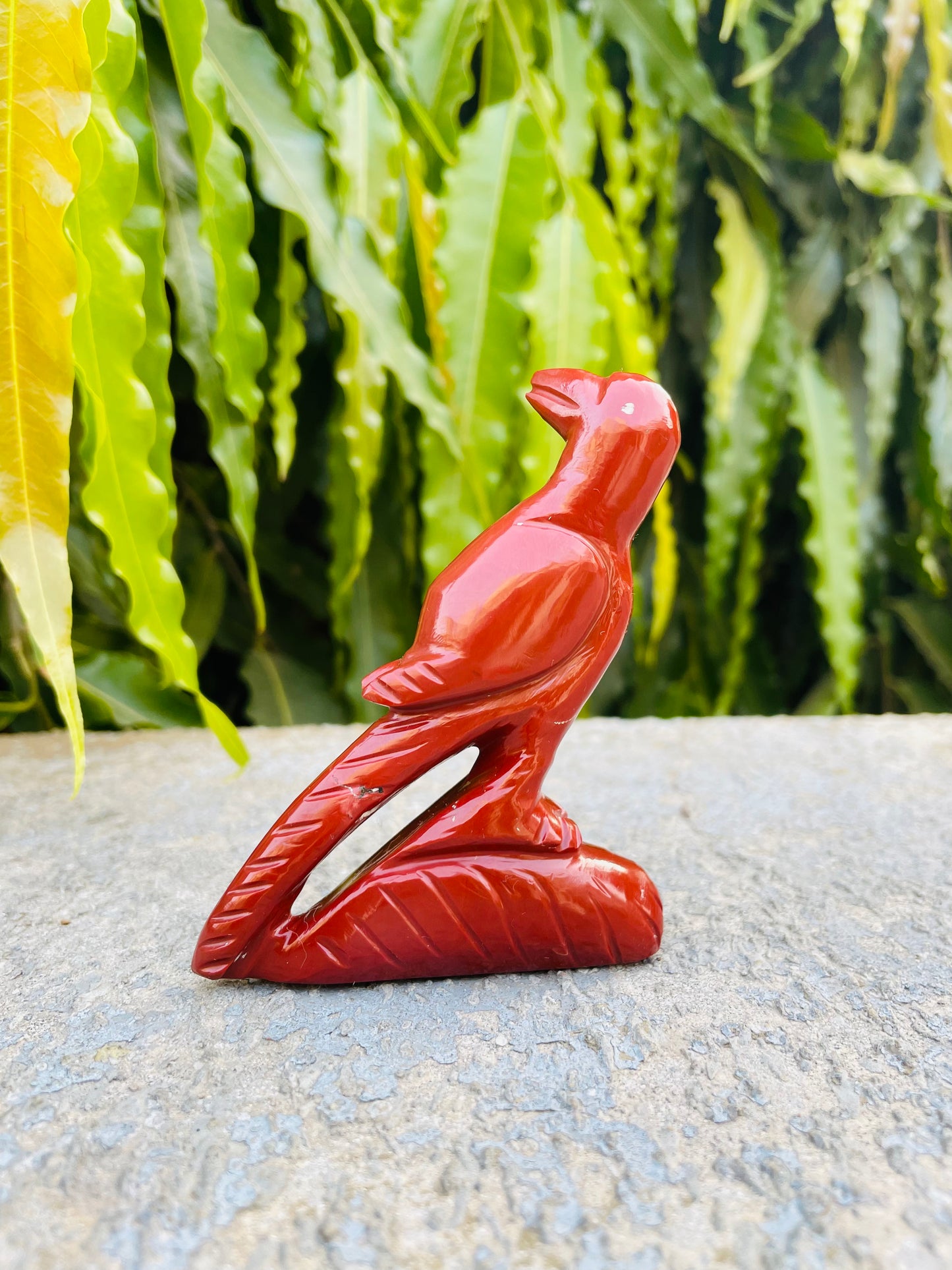 Small parrot in red jasper