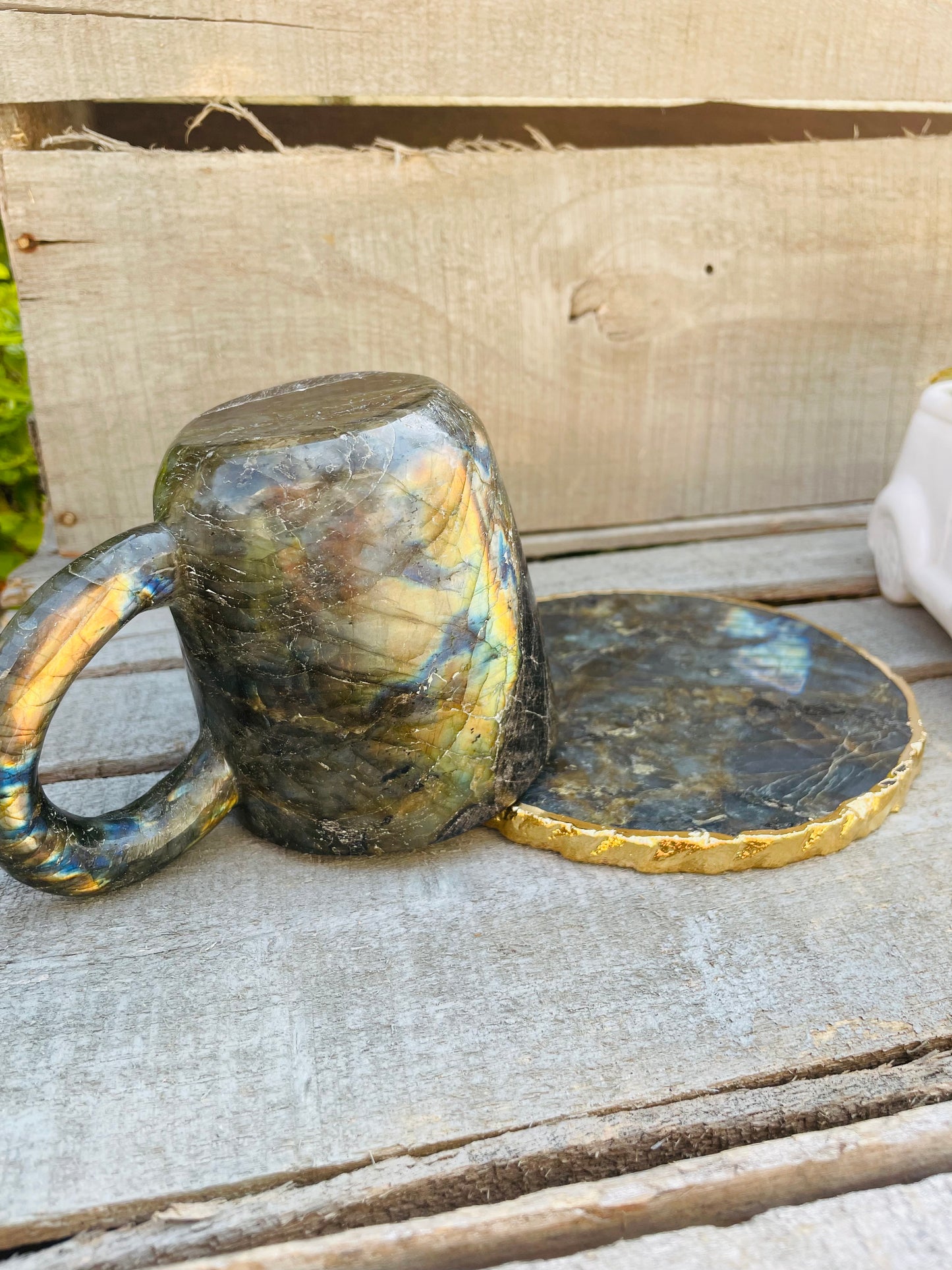 Labradorite mug and Coaster