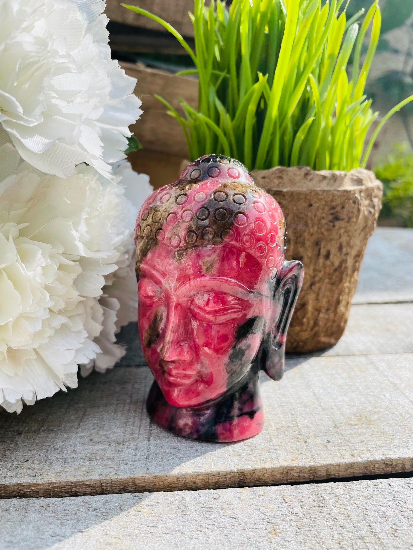 Rhodonite Buddha Head