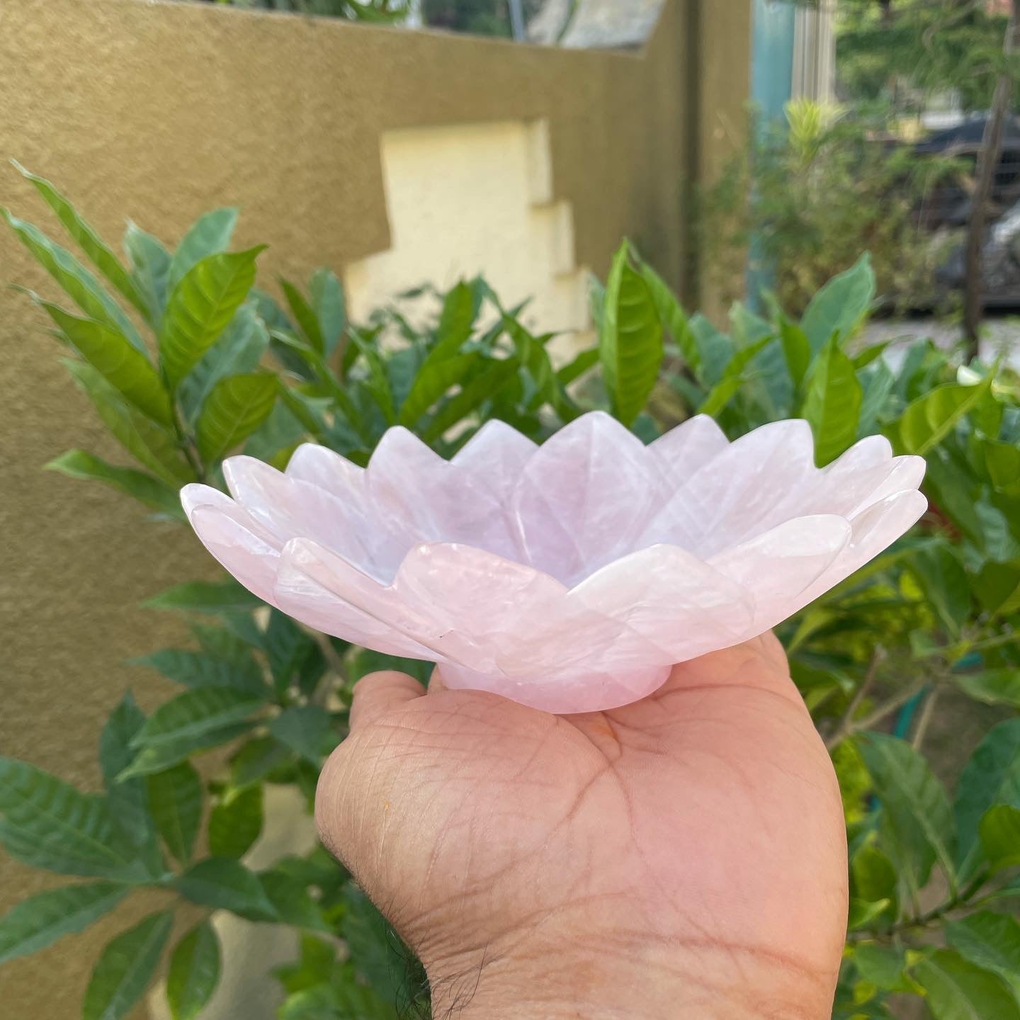 Rose quartz bowl