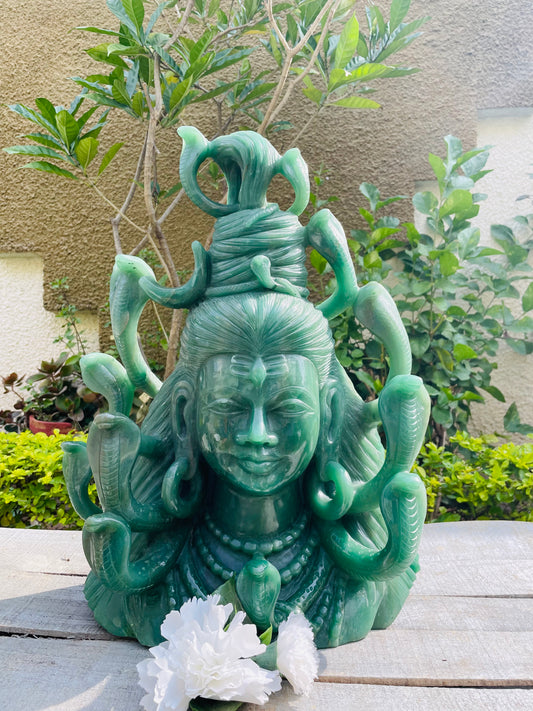 Shiva (Adiyogi) in Green Aventurine