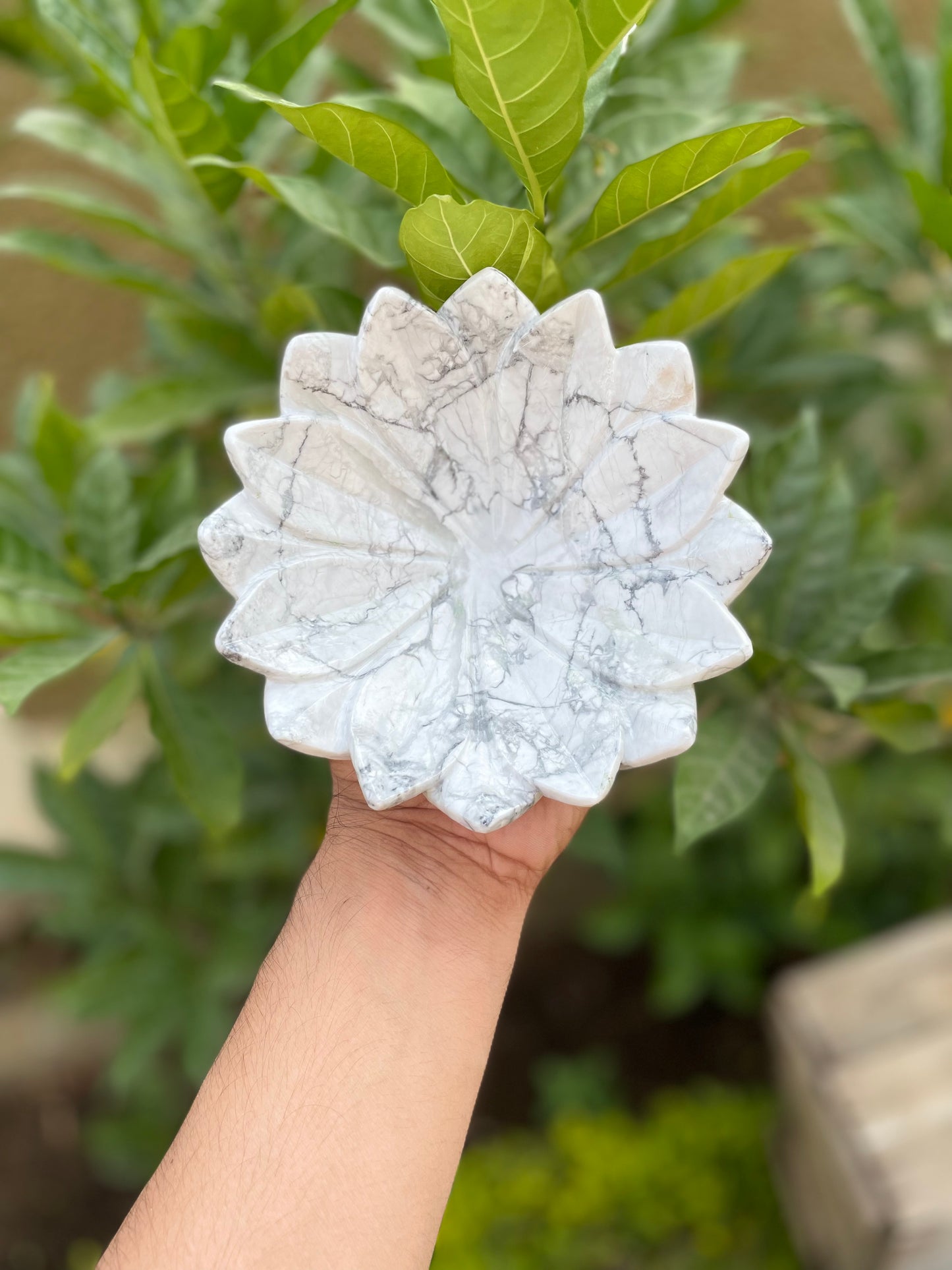 Lotus shape bowls in Howlite Gemstone