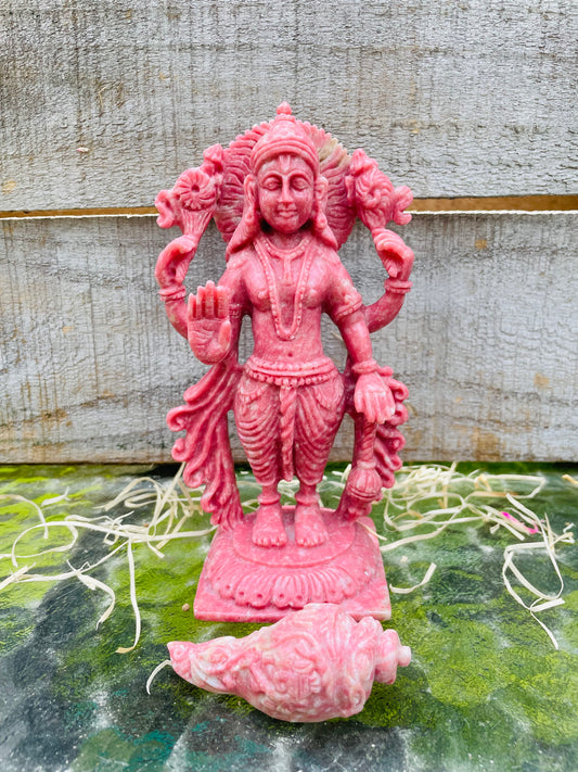 Lord Vishnu in Thulite Gemstone