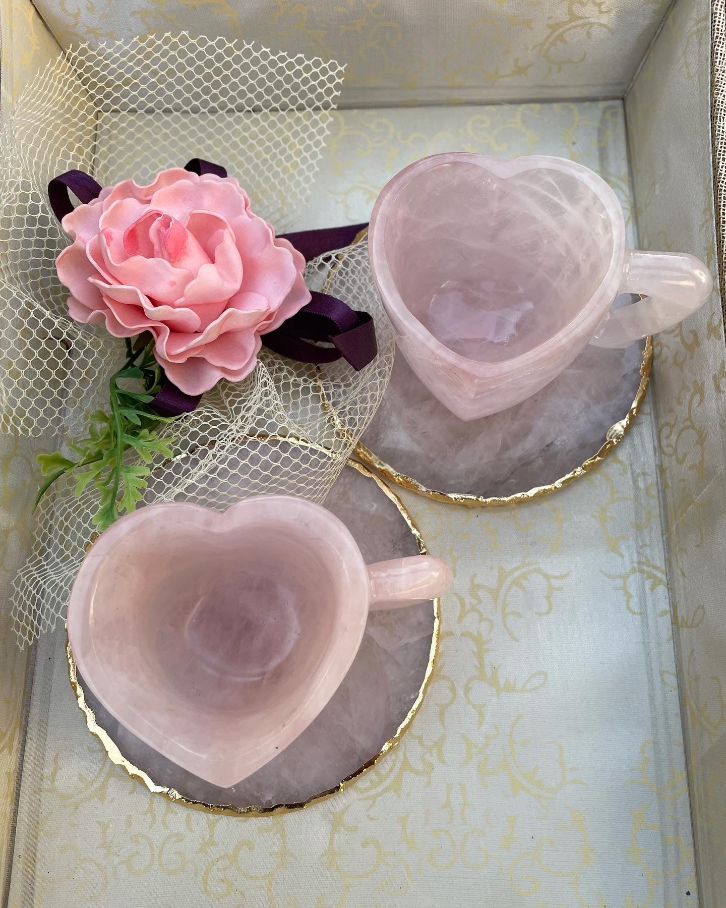 Rose quartz tea pot and cups