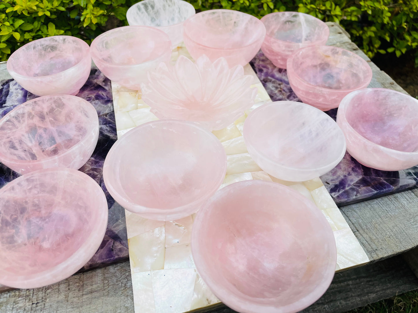 Rose quartz bowls