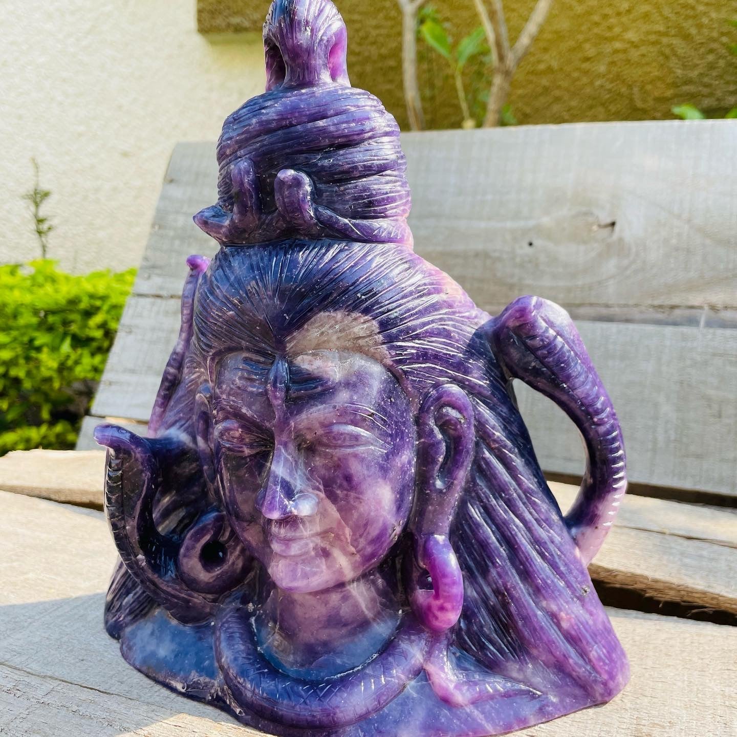 Shiva in lepidolite stone