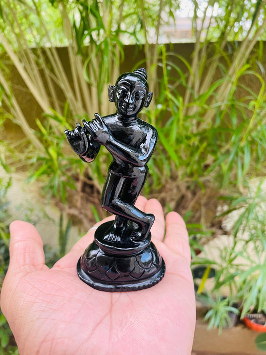 Krishna in black obsidian