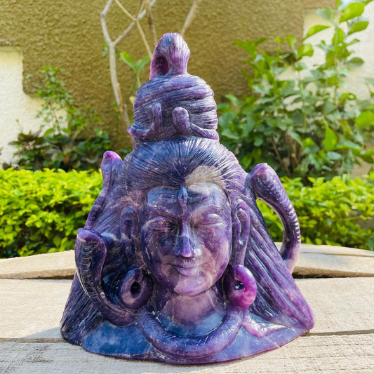 Shiva in lepidolite stone