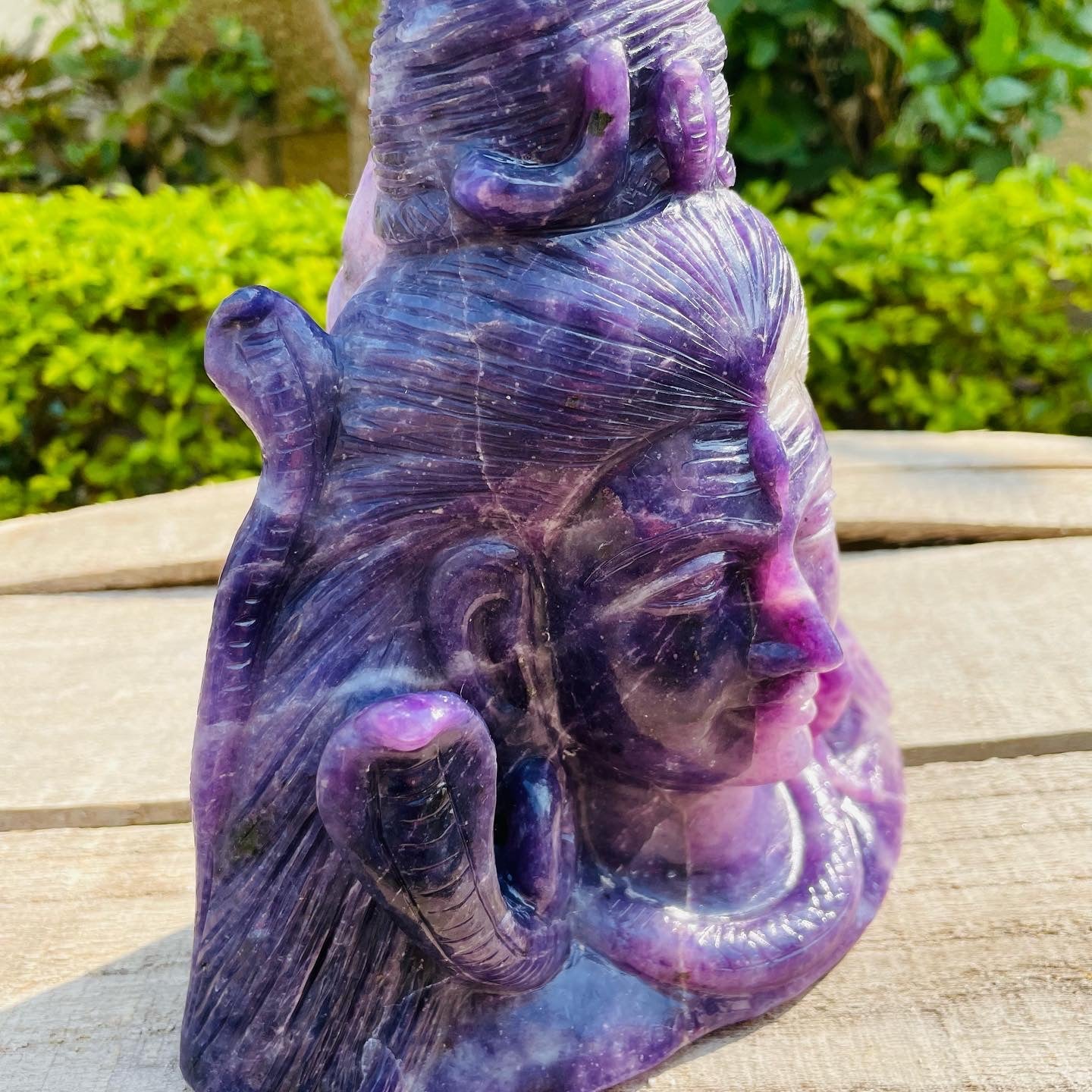 Shiva in lepidolite stone