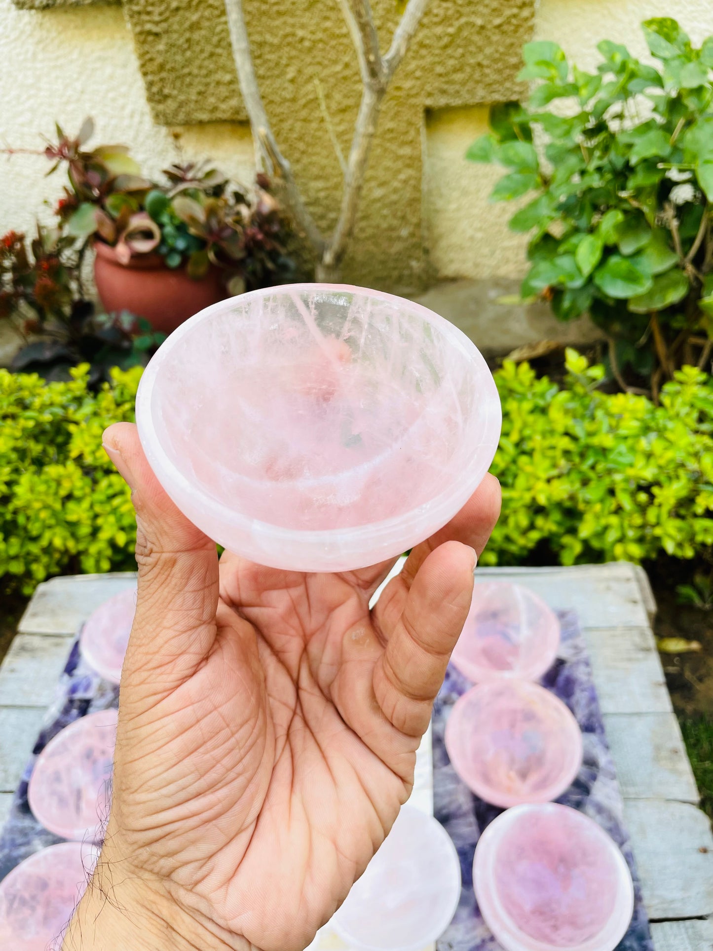 Rose quartz bowls