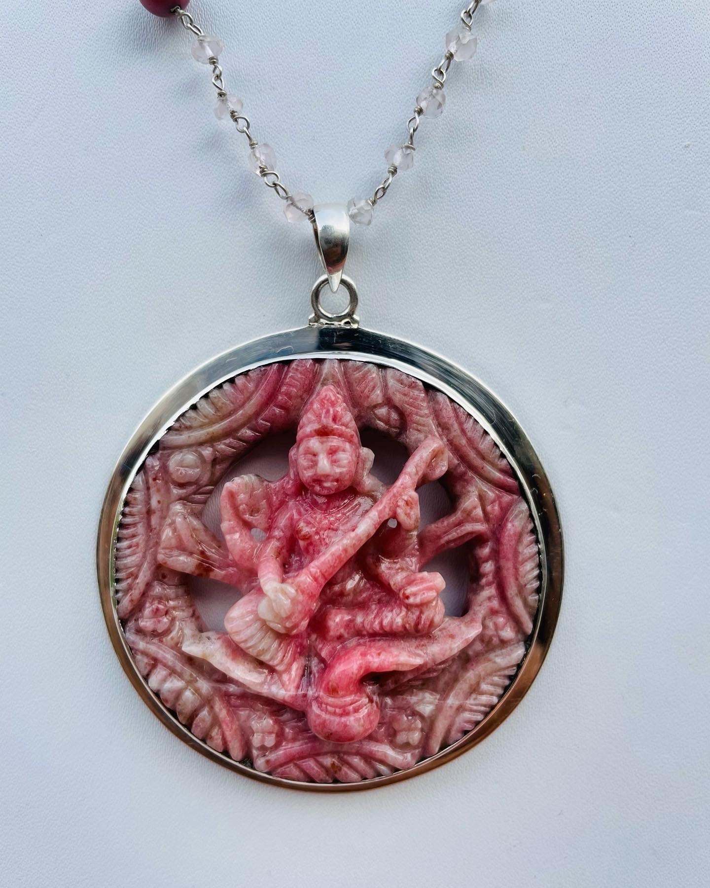 Thulite Saraswati pendant