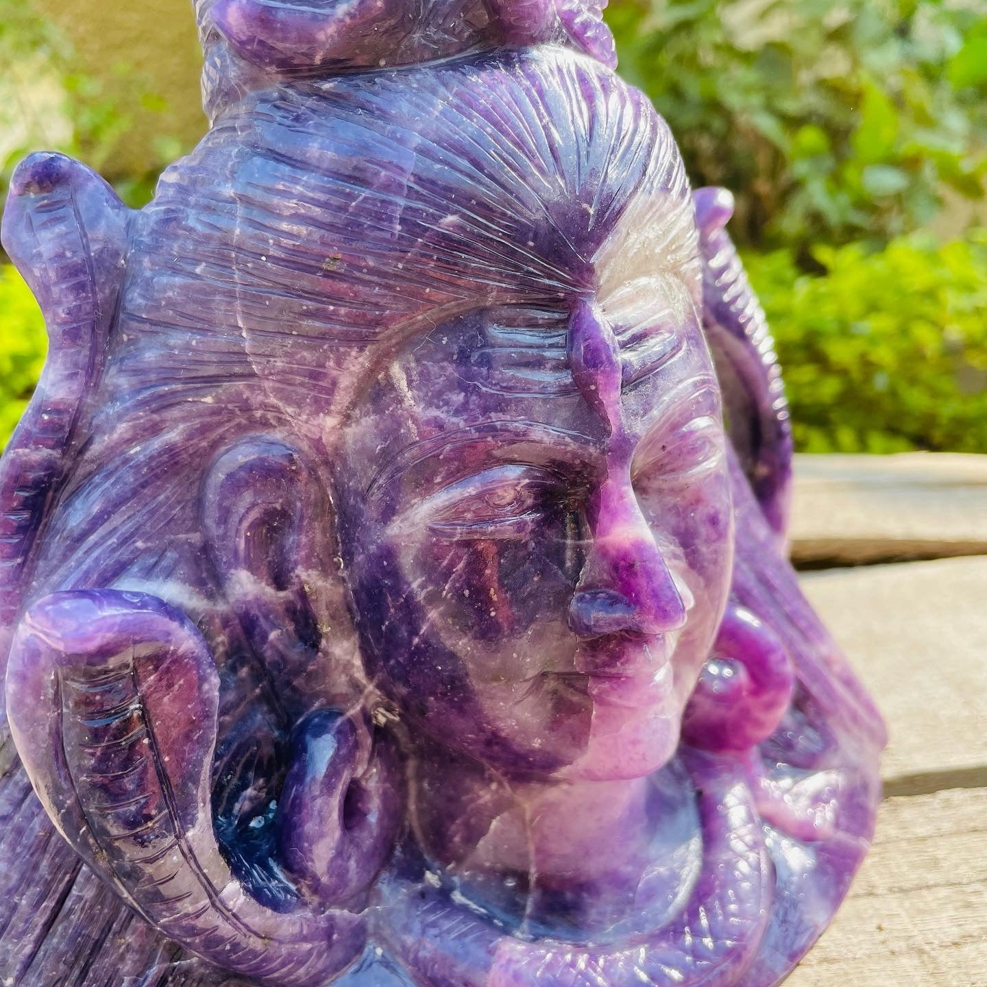 Shiva in lepidolite stone